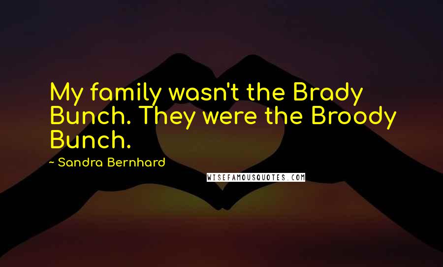 Sandra Bernhard Quotes: My family wasn't the Brady Bunch. They were the Broody Bunch.