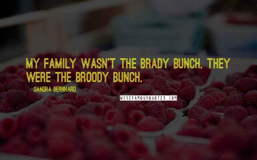 Sandra Bernhard Quotes: My family wasn't the Brady Bunch. They were the Broody Bunch.