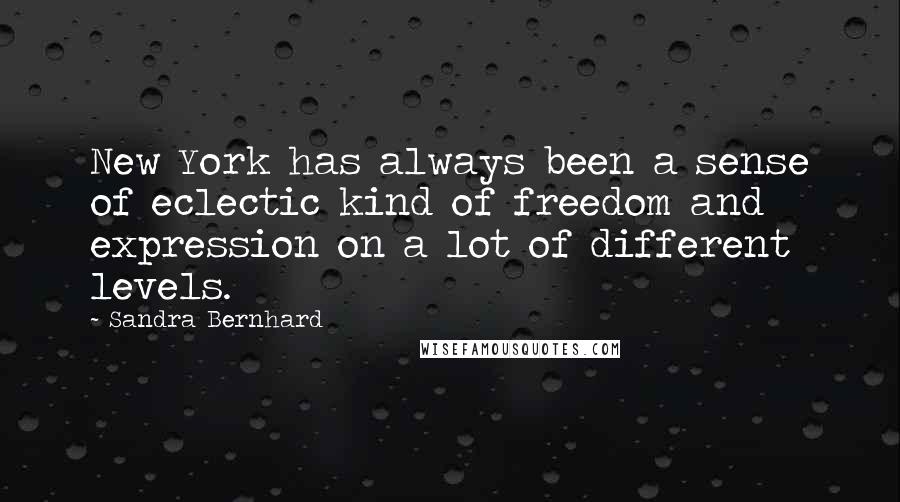 Sandra Bernhard Quotes: New York has always been a sense of eclectic kind of freedom and expression on a lot of different levels.