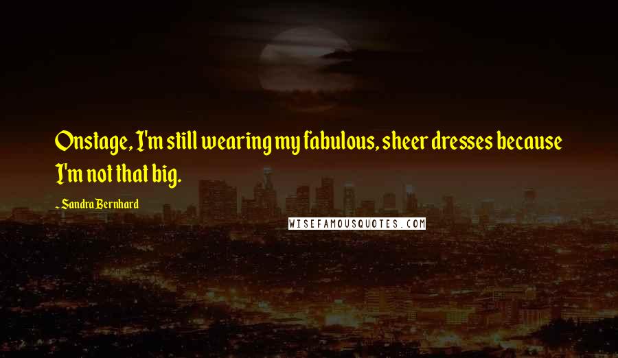 Sandra Bernhard Quotes: Onstage, I'm still wearing my fabulous, sheer dresses because I'm not that big.