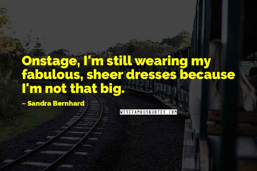 Sandra Bernhard Quotes: Onstage, I'm still wearing my fabulous, sheer dresses because I'm not that big.
