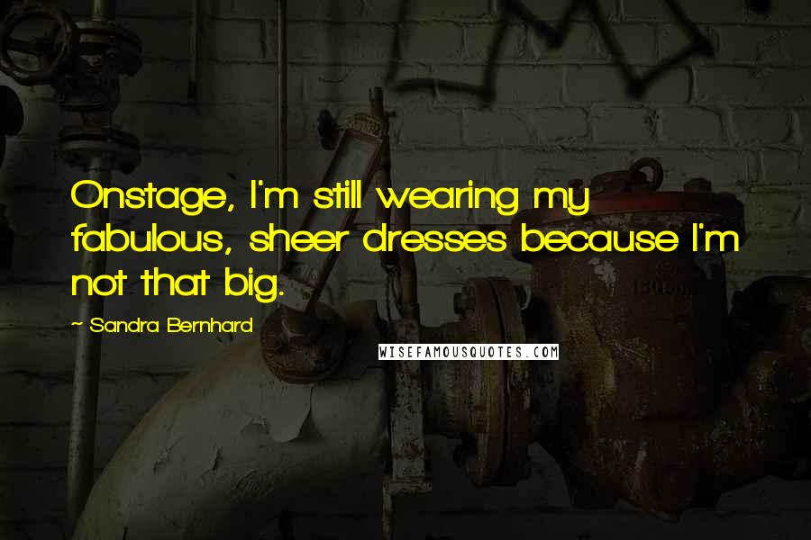 Sandra Bernhard Quotes: Onstage, I'm still wearing my fabulous, sheer dresses because I'm not that big.