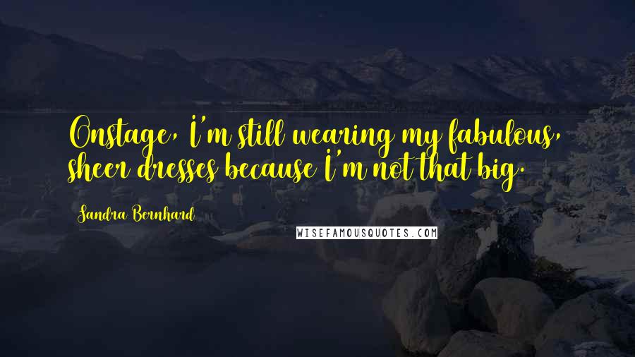 Sandra Bernhard Quotes: Onstage, I'm still wearing my fabulous, sheer dresses because I'm not that big.