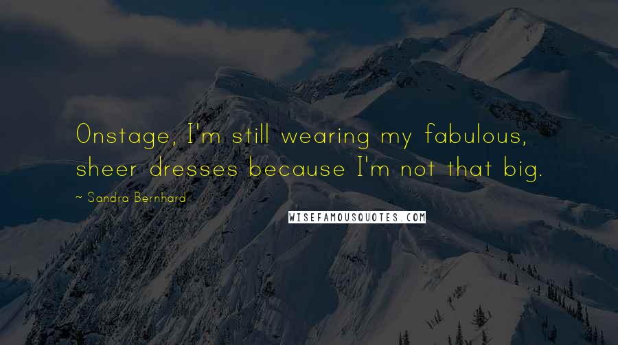 Sandra Bernhard Quotes: Onstage, I'm still wearing my fabulous, sheer dresses because I'm not that big.