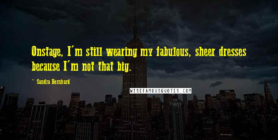 Sandra Bernhard Quotes: Onstage, I'm still wearing my fabulous, sheer dresses because I'm not that big.