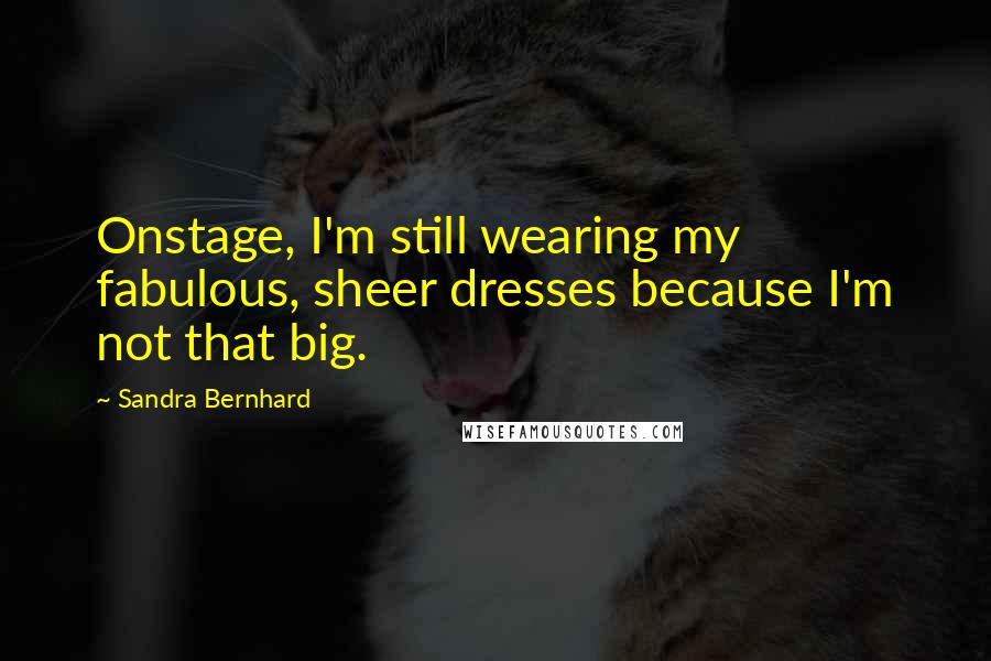 Sandra Bernhard Quotes: Onstage, I'm still wearing my fabulous, sheer dresses because I'm not that big.