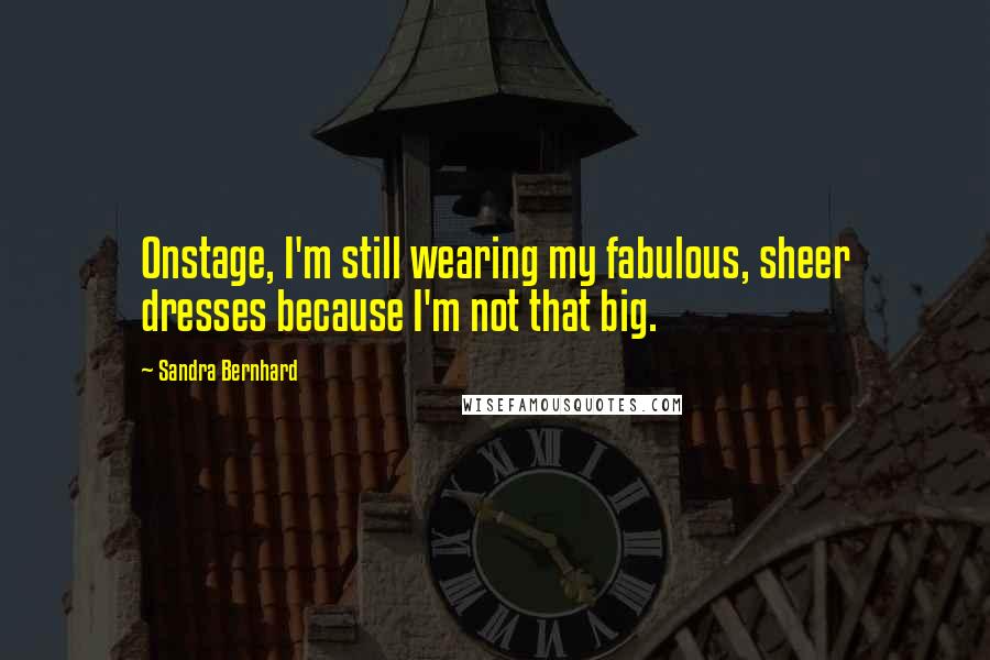 Sandra Bernhard Quotes: Onstage, I'm still wearing my fabulous, sheer dresses because I'm not that big.