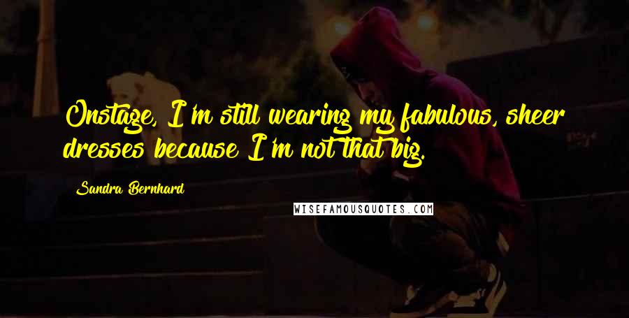 Sandra Bernhard Quotes: Onstage, I'm still wearing my fabulous, sheer dresses because I'm not that big.