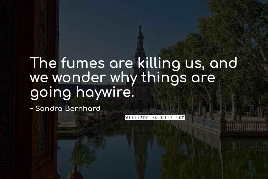 Sandra Bernhard Quotes: The fumes are killing us, and we wonder why things are going haywire.