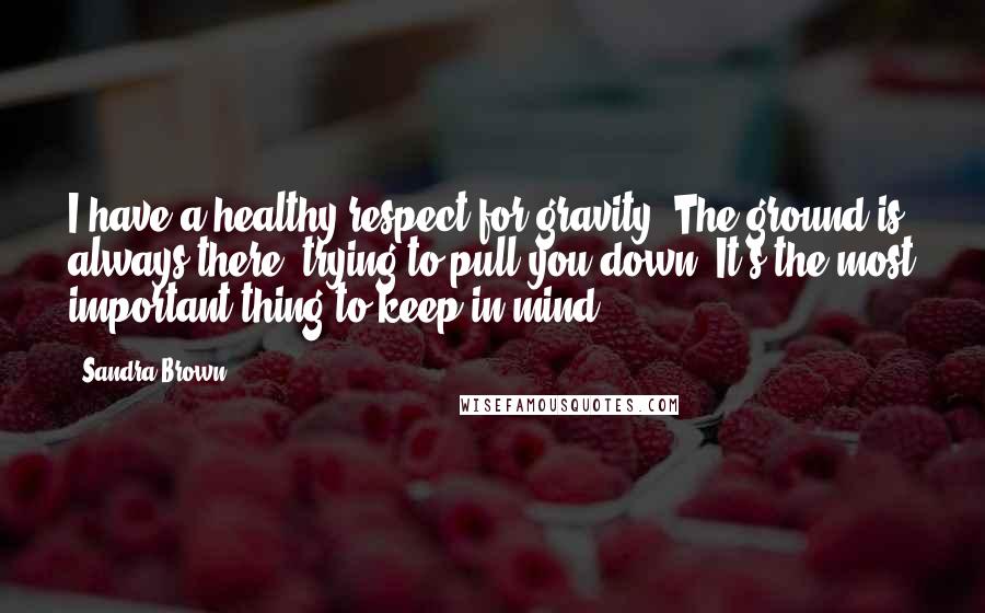 Sandra Brown Quotes: I have a healthy respect for gravity. The ground is always there, trying to pull you down. It's the most important thing to keep in mind.