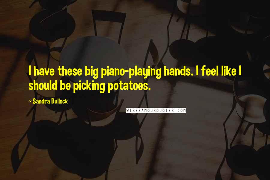 Sandra Bullock Quotes: I have these big piano-playing hands. I feel like I should be picking potatoes.