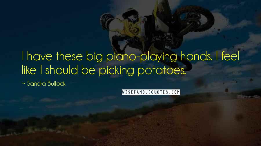 Sandra Bullock Quotes: I have these big piano-playing hands. I feel like I should be picking potatoes.