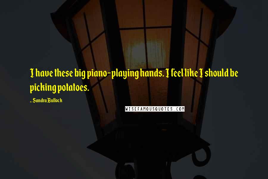 Sandra Bullock Quotes: I have these big piano-playing hands. I feel like I should be picking potatoes.
