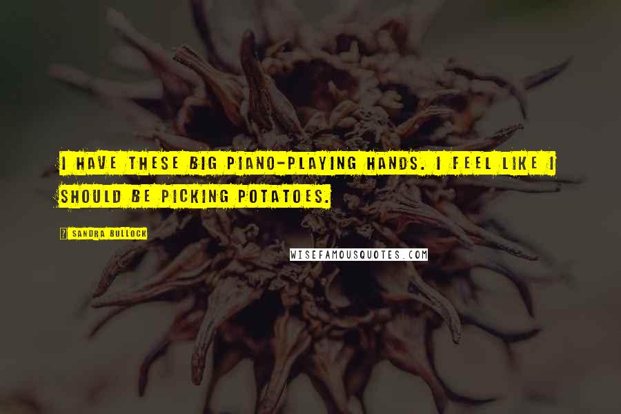 Sandra Bullock Quotes: I have these big piano-playing hands. I feel like I should be picking potatoes.