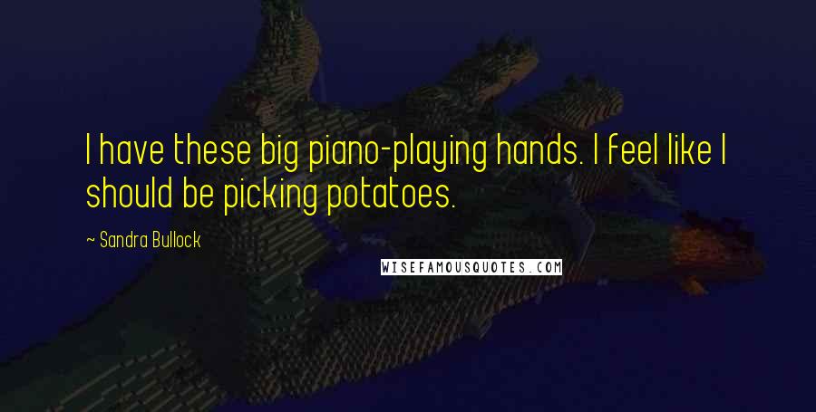 Sandra Bullock Quotes: I have these big piano-playing hands. I feel like I should be picking potatoes.