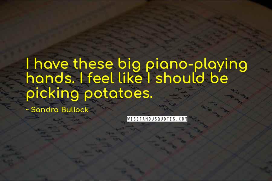 Sandra Bullock Quotes: I have these big piano-playing hands. I feel like I should be picking potatoes.