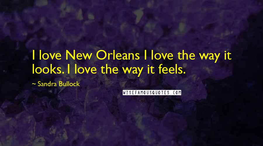 Sandra Bullock Quotes: I love New Orleans I love the way it looks. I love the way it feels.