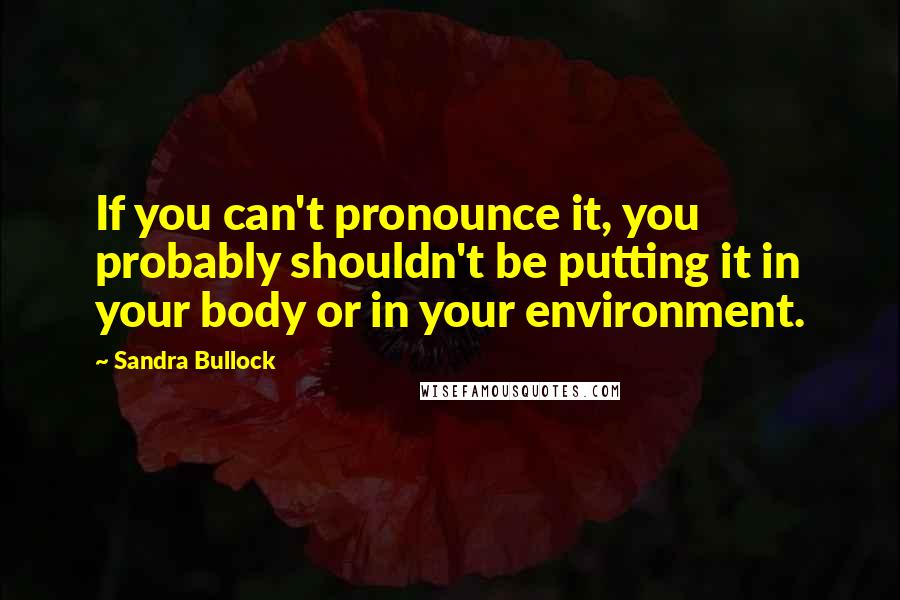 Sandra Bullock Quotes: If you can't pronounce it, you probably shouldn't be putting it in your body or in your environment.
