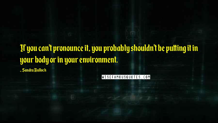 Sandra Bullock Quotes: If you can't pronounce it, you probably shouldn't be putting it in your body or in your environment.