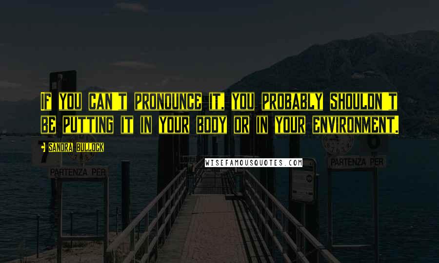 Sandra Bullock Quotes: If you can't pronounce it, you probably shouldn't be putting it in your body or in your environment.