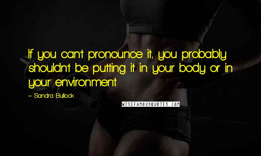 Sandra Bullock Quotes: If you can't pronounce it, you probably shouldn't be putting it in your body or in your environment.