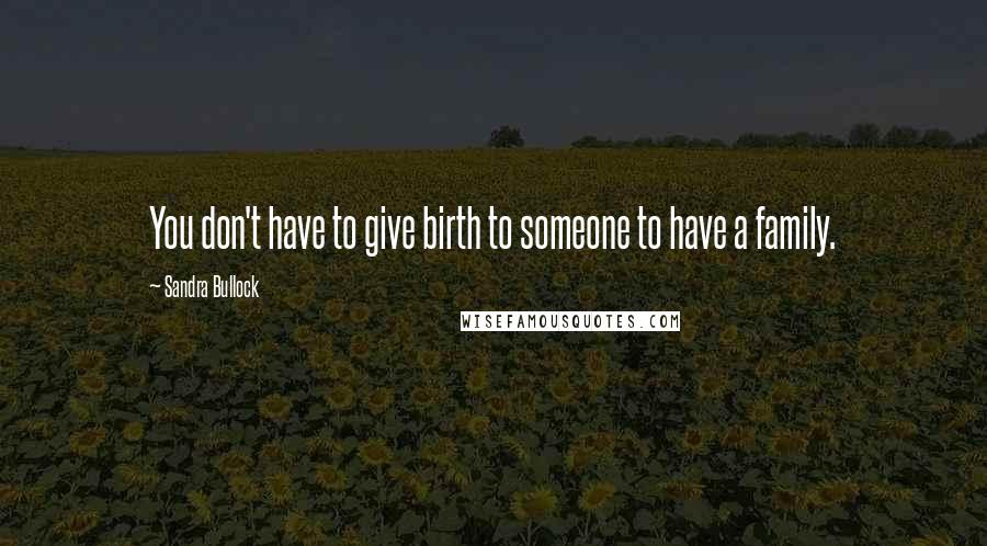 Sandra Bullock Quotes: You don't have to give birth to someone to have a family.