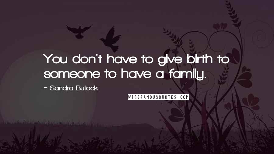 Sandra Bullock Quotes: You don't have to give birth to someone to have a family.
