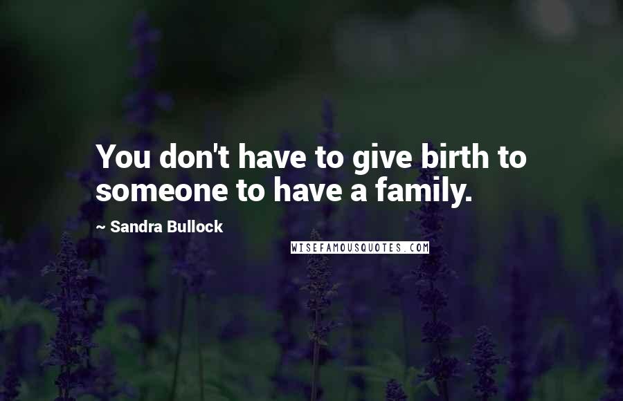 Sandra Bullock Quotes: You don't have to give birth to someone to have a family.
