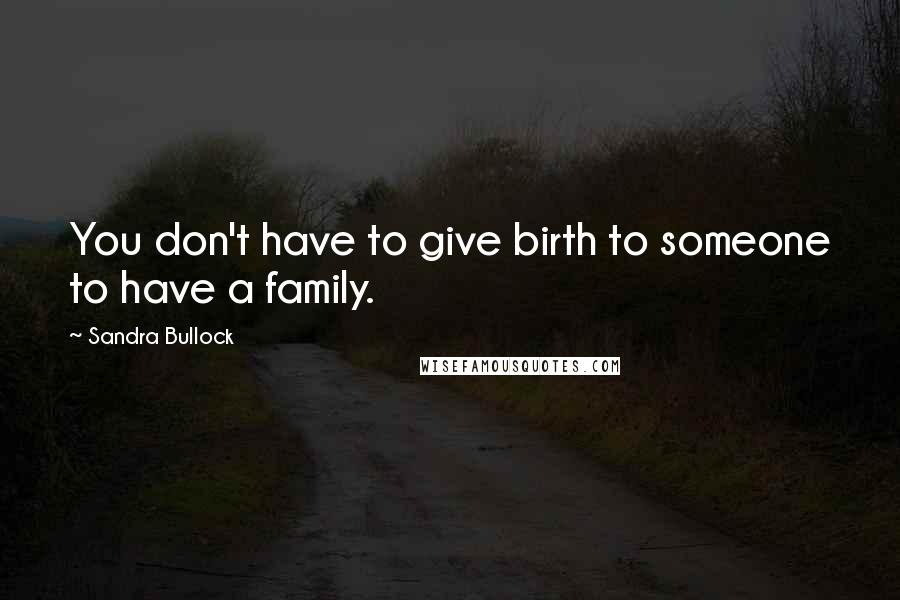 Sandra Bullock Quotes: You don't have to give birth to someone to have a family.