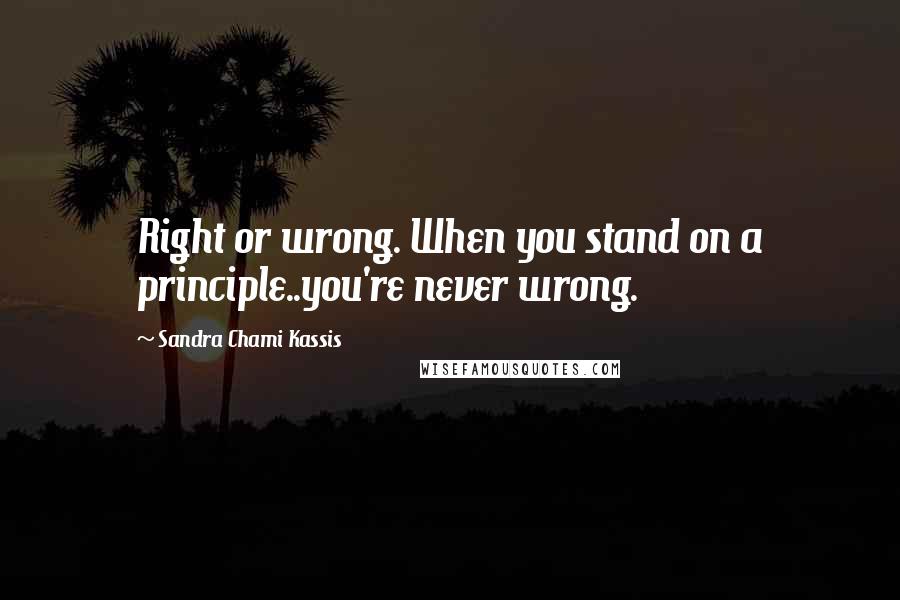 Sandra Chami Kassis Quotes: Right or wrong. When you stand on a principle..you're never wrong.