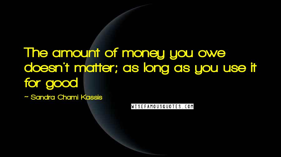 Sandra Chami Kassis Quotes: The amount of money you owe doesn't matter; as long as you use it for good