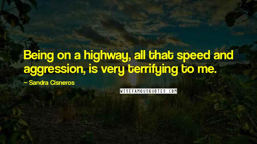 Sandra Cisneros Quotes: Being on a highway, all that speed and aggression, is very terrifying to me.