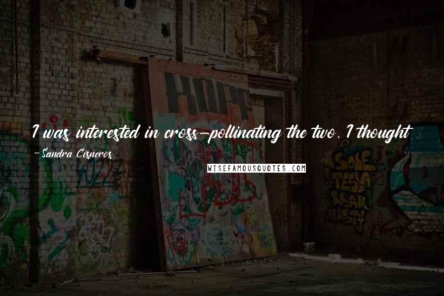 Sandra Cisneros Quotes: I was interested in cross-pollinating the two. I thought there was something lovely in the little vignette forms. I wanted to explore that.