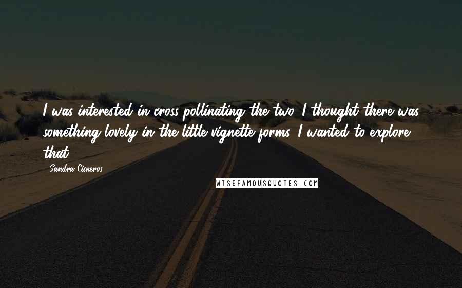 Sandra Cisneros Quotes: I was interested in cross-pollinating the two. I thought there was something lovely in the little vignette forms. I wanted to explore that.