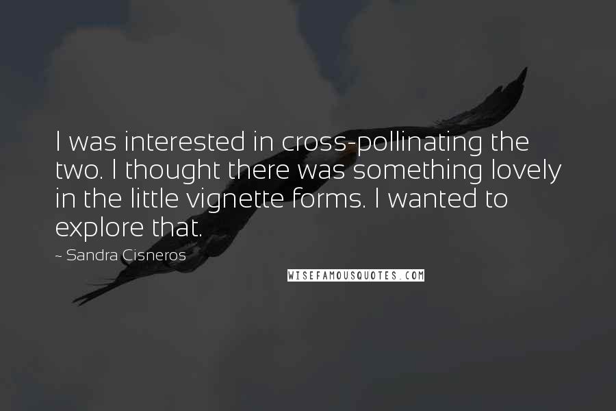 Sandra Cisneros Quotes: I was interested in cross-pollinating the two. I thought there was something lovely in the little vignette forms. I wanted to explore that.