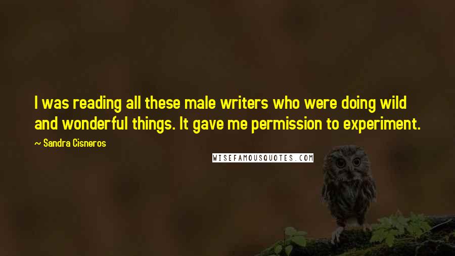 Sandra Cisneros Quotes: I was reading all these male writers who were doing wild and wonderful things. It gave me permission to experiment.