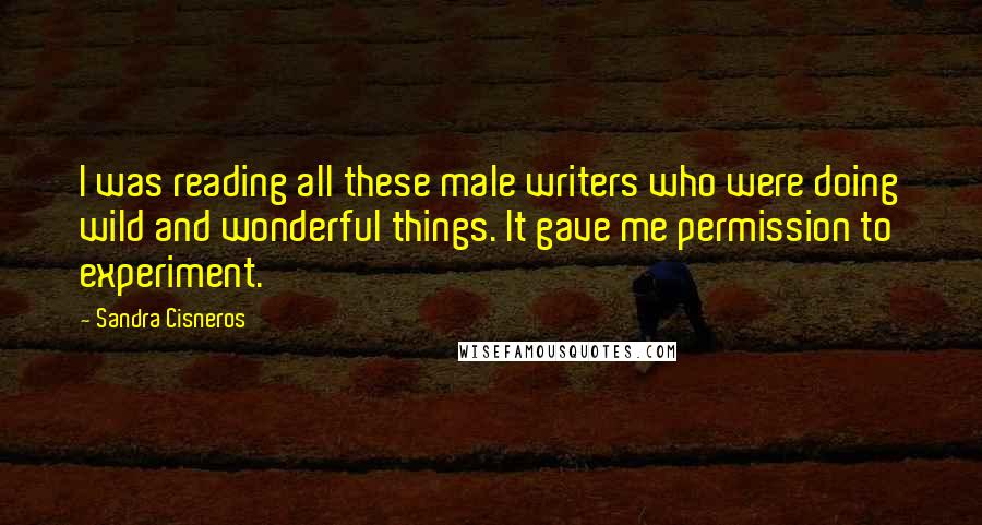 Sandra Cisneros Quotes: I was reading all these male writers who were doing wild and wonderful things. It gave me permission to experiment.