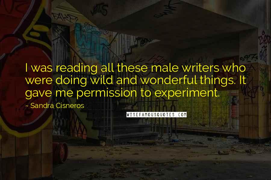 Sandra Cisneros Quotes: I was reading all these male writers who were doing wild and wonderful things. It gave me permission to experiment.