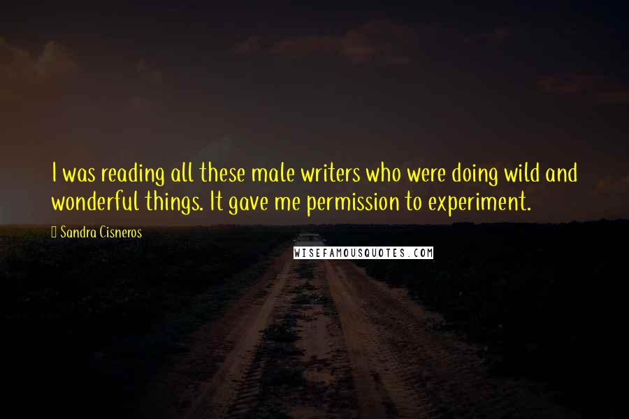 Sandra Cisneros Quotes: I was reading all these male writers who were doing wild and wonderful things. It gave me permission to experiment.
