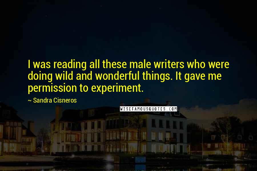 Sandra Cisneros Quotes: I was reading all these male writers who were doing wild and wonderful things. It gave me permission to experiment.