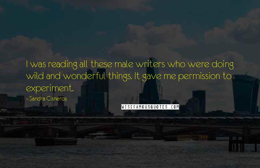 Sandra Cisneros Quotes: I was reading all these male writers who were doing wild and wonderful things. It gave me permission to experiment.
