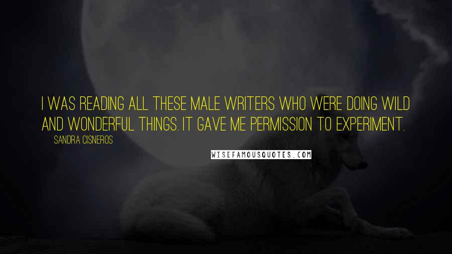Sandra Cisneros Quotes: I was reading all these male writers who were doing wild and wonderful things. It gave me permission to experiment.