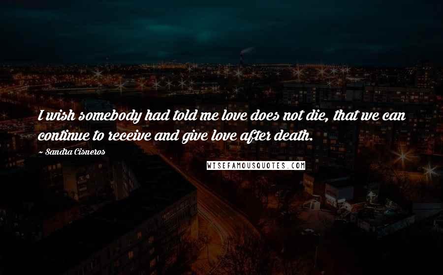 Sandra Cisneros Quotes: I wish somebody had told me love does not die, that we can continue to receive and give love after death.