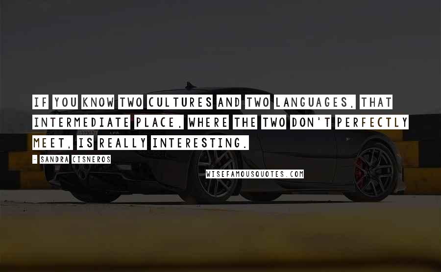 Sandra Cisneros Quotes: If you know two cultures and two languages, that intermediate place, where the two don't perfectly meet, is really interesting.