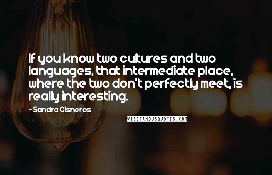 Sandra Cisneros Quotes: If you know two cultures and two languages, that intermediate place, where the two don't perfectly meet, is really interesting.