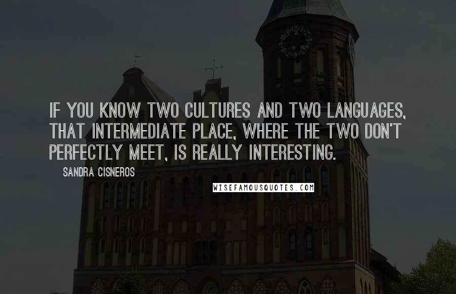 Sandra Cisneros Quotes: If you know two cultures and two languages, that intermediate place, where the two don't perfectly meet, is really interesting.