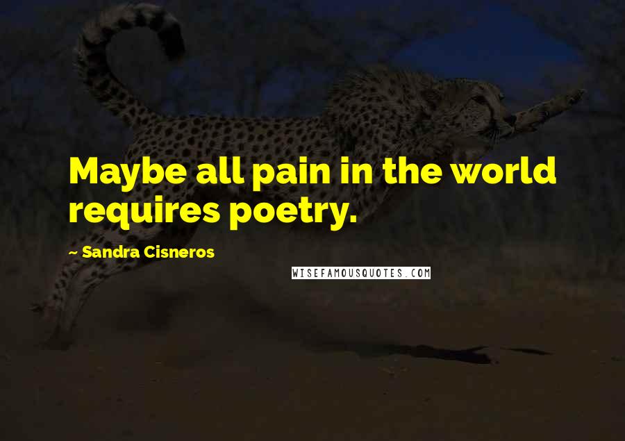 Sandra Cisneros Quotes: Maybe all pain in the world requires poetry.