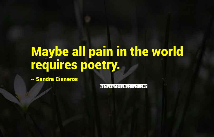 Sandra Cisneros Quotes: Maybe all pain in the world requires poetry.