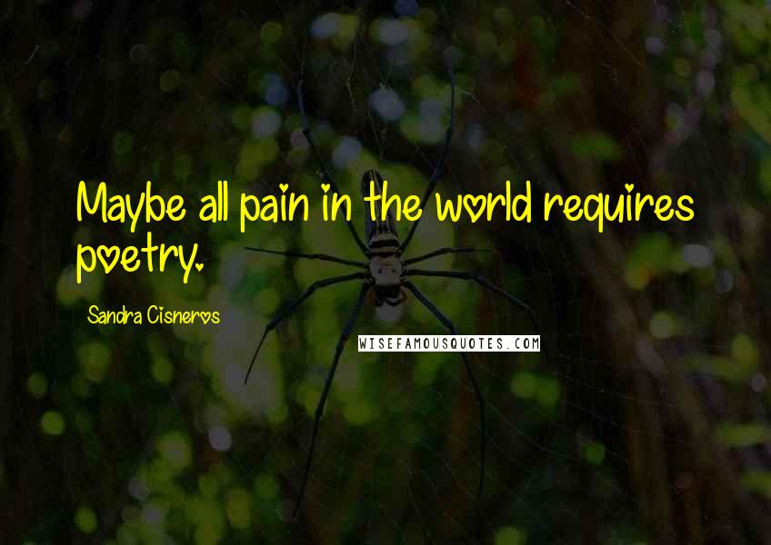 Sandra Cisneros Quotes: Maybe all pain in the world requires poetry.