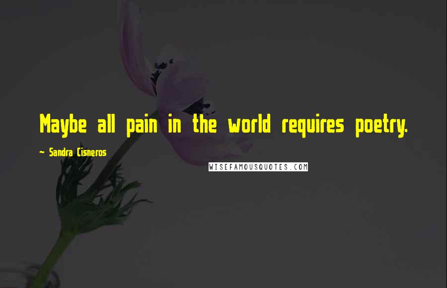 Sandra Cisneros Quotes: Maybe all pain in the world requires poetry.